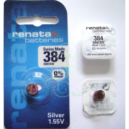Renata Uhrenbatterie 384 SR41SW SR736SW SG3 LR41, 1er Pack