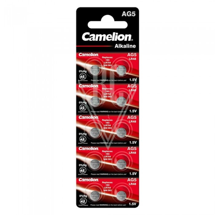 Camelion Knopfzellenbatterie AG5 LR48 LR754 309 393, 10er Pack
