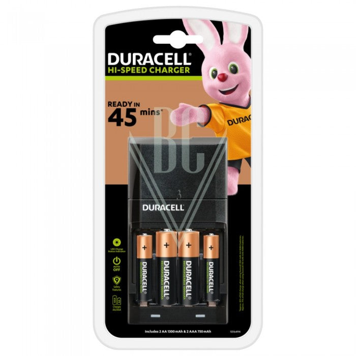 Chargeur rapide Duracell CEF27 45 minutes, piles rechargeables 2xAA & 2xAAA incluses