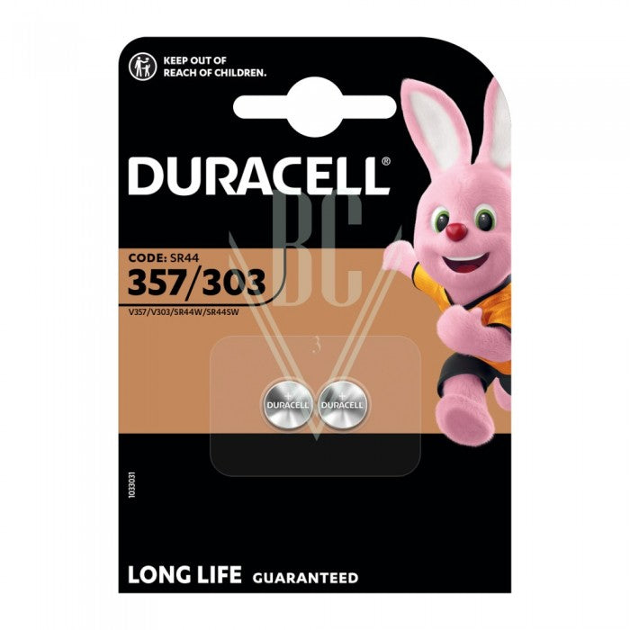Duracell Watch Battery 357/303 SR44 SR1154 SG13 LR44, 2-pack