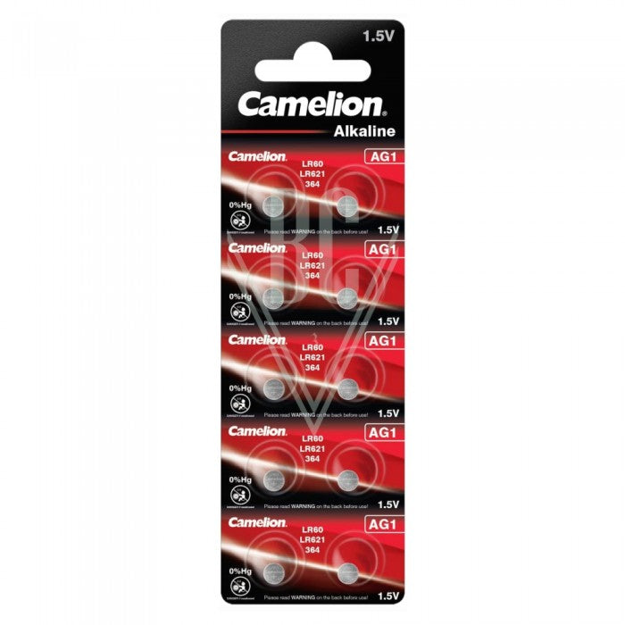 Camelion Knopfzellenbatterie AG1 LR60 LR621 364, 10er Pack