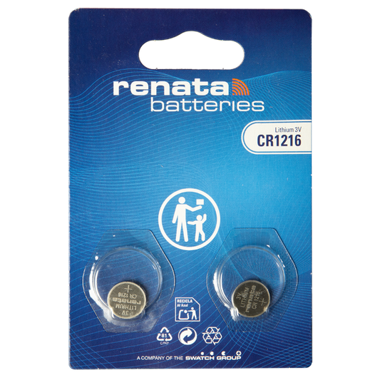 Renata Knopfzellenbatterie 1216 CR1216 3V, 2er Pack