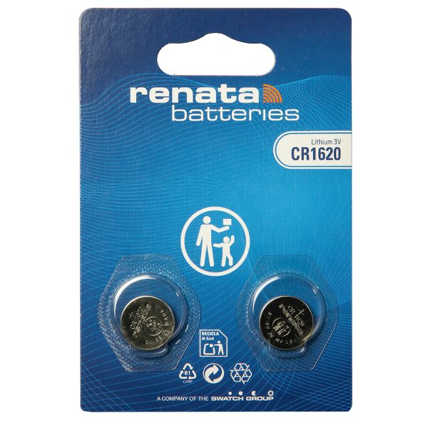 Renata Knopfzellenbatterie 1620 CR1620 3V, 2er Pack