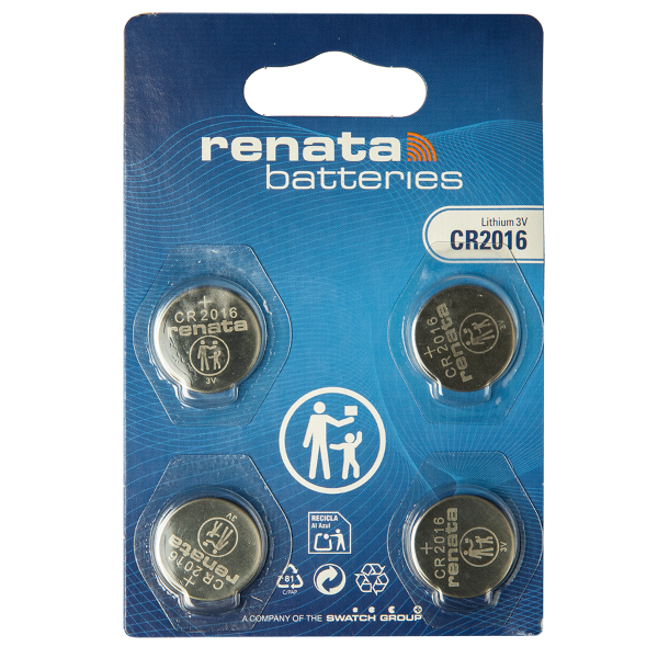 Pile bouton Renata 2016 CR2016 3V, lot de 4