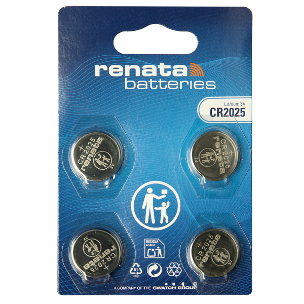 Renata Knopfzellenbatterie 2025 CR2025 3V, 4er Pack