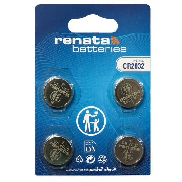 Renata Knopfzellenbatterie 2032 CR2032 3V, 4er Pack