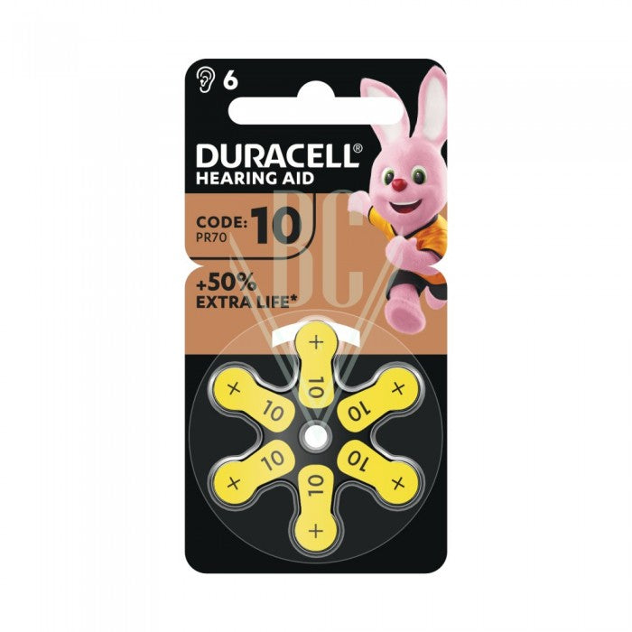 Piles auditives Duracell DA10 PR10 PR70 1,4V, pack de 6