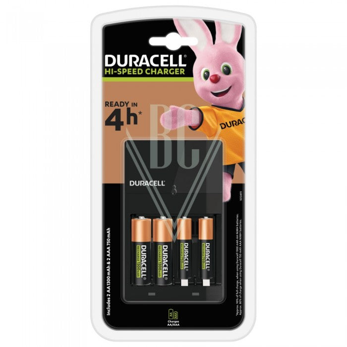 Duracell HI-Speed Charger Ladegerät CEF14 4-Std, inkl. 2xAA & 2xAAA Akkus