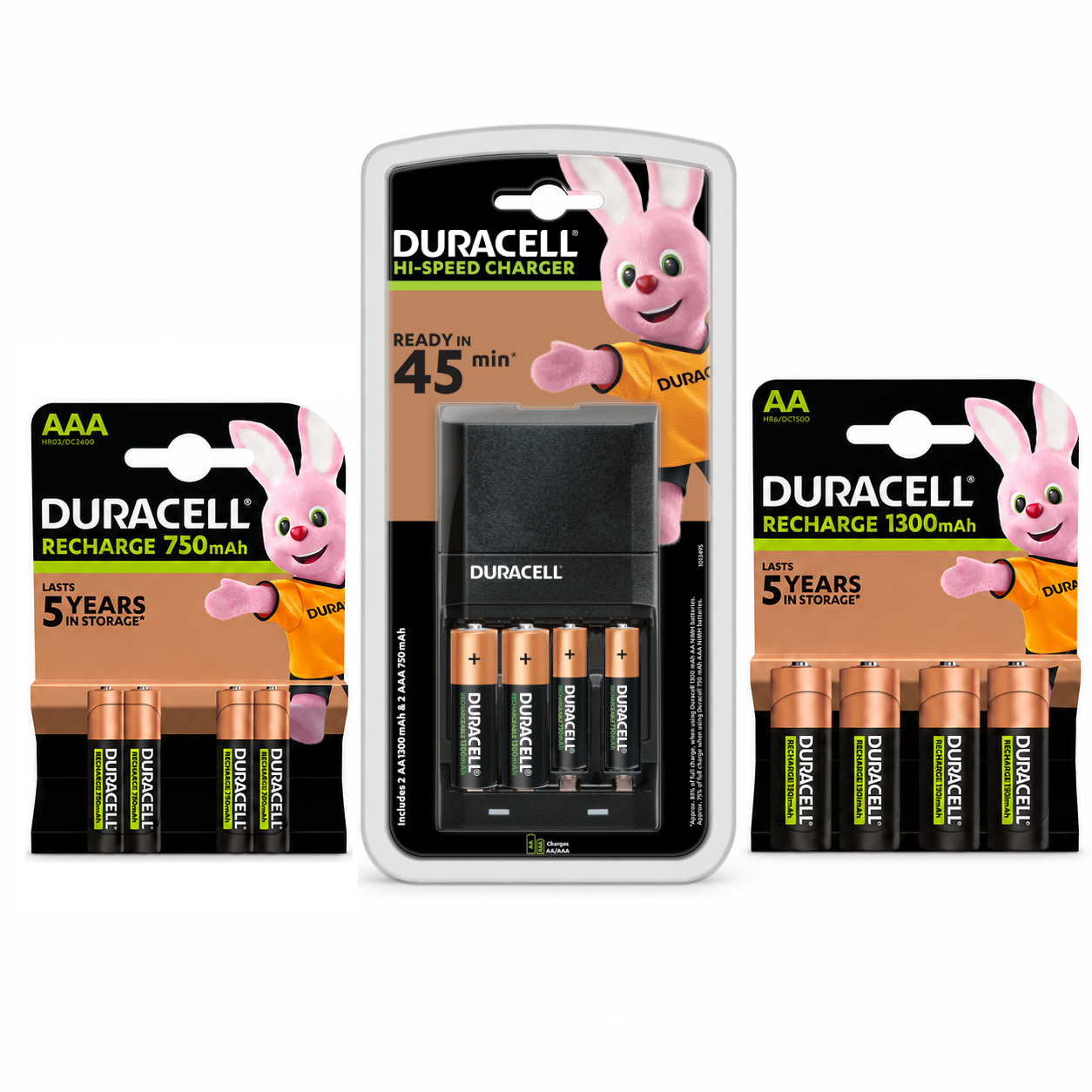 Duracell Recharge CEF27, AA 1300mAh, AAA 750mAh Starter Set