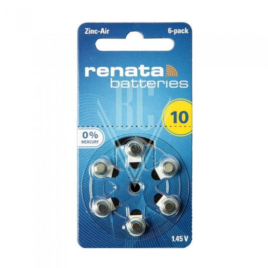 Renata Hörgerätebatterien ZA10 PR10 PR70 1,4V, 6er Pack