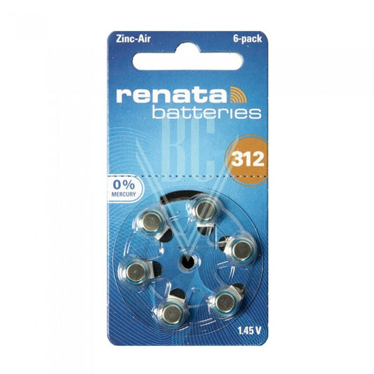 Renata Hörgerätebatterien ZA312 PR312 PR41 1,4V, 6er Pack