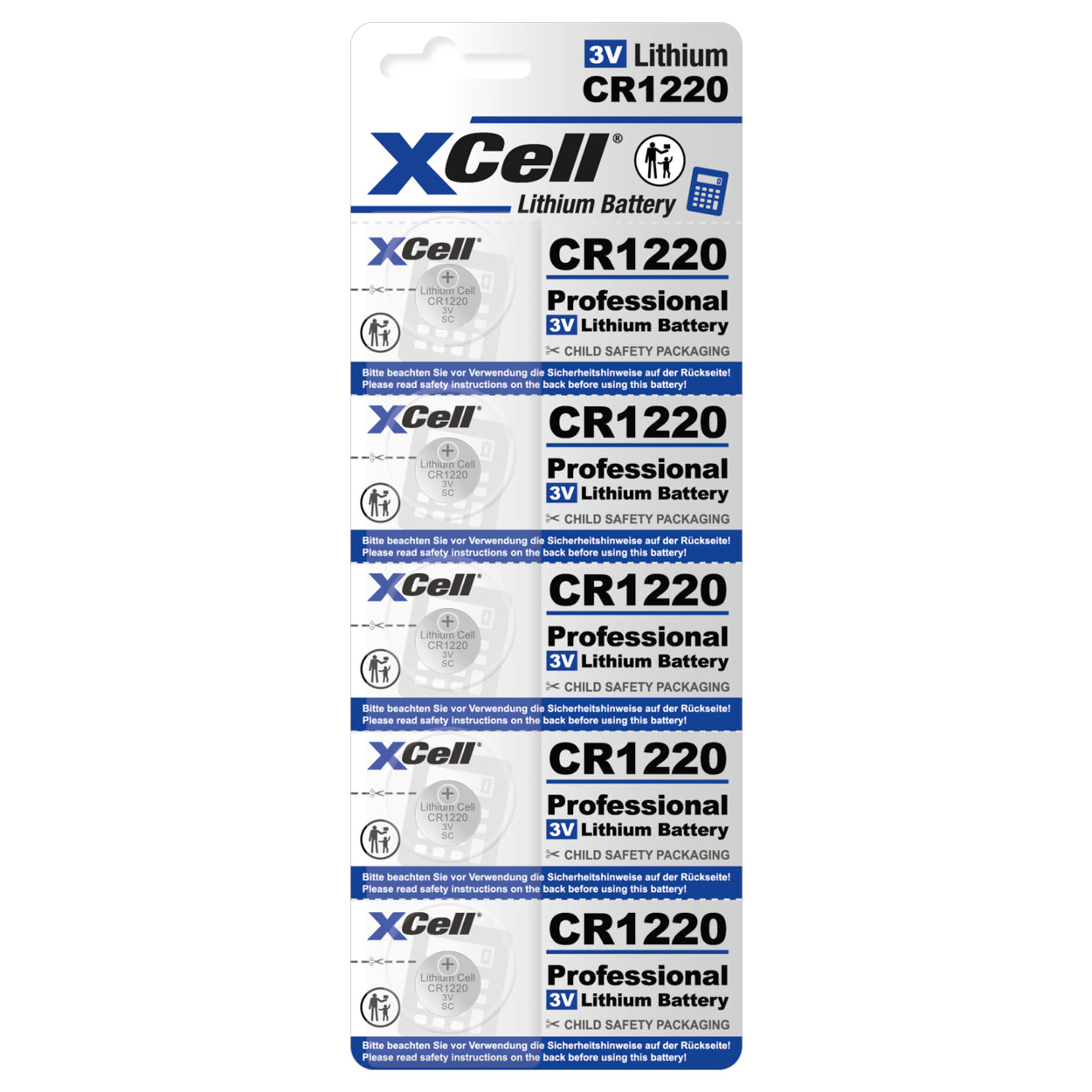 XCell Knopfzellenbatterie 1220 CR1220 3V, 5er Pack