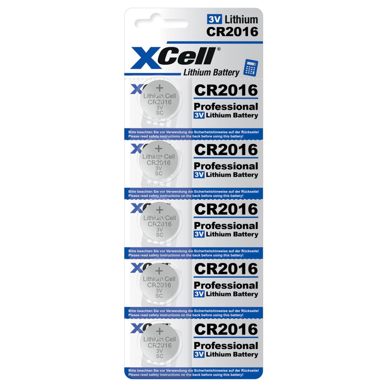 XCell Knopfzellenbatterie 2016 CR2016 3V, 5er Pack