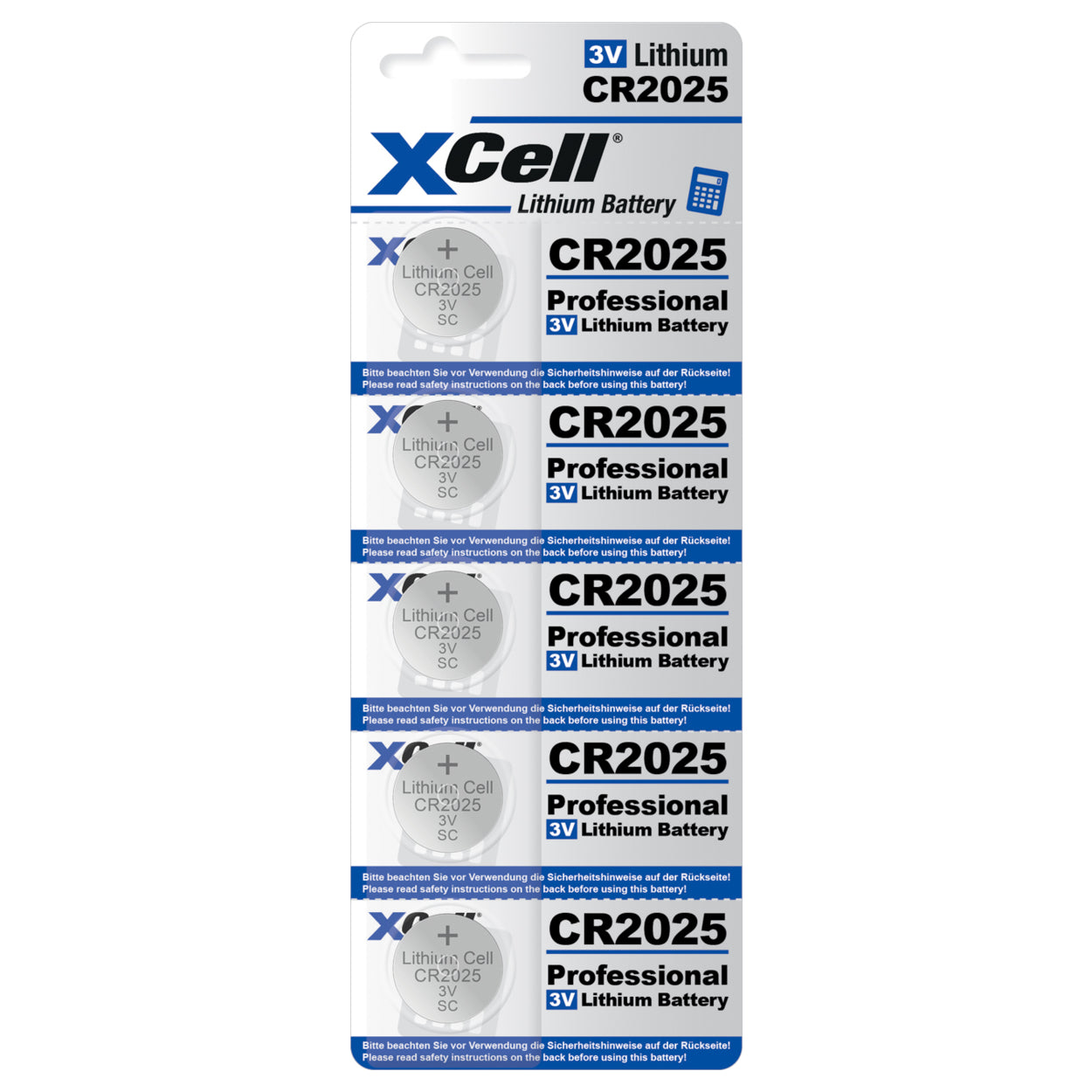 XCell Knopfzellenbatterie 2025 CR2025 3V, 5er Pack