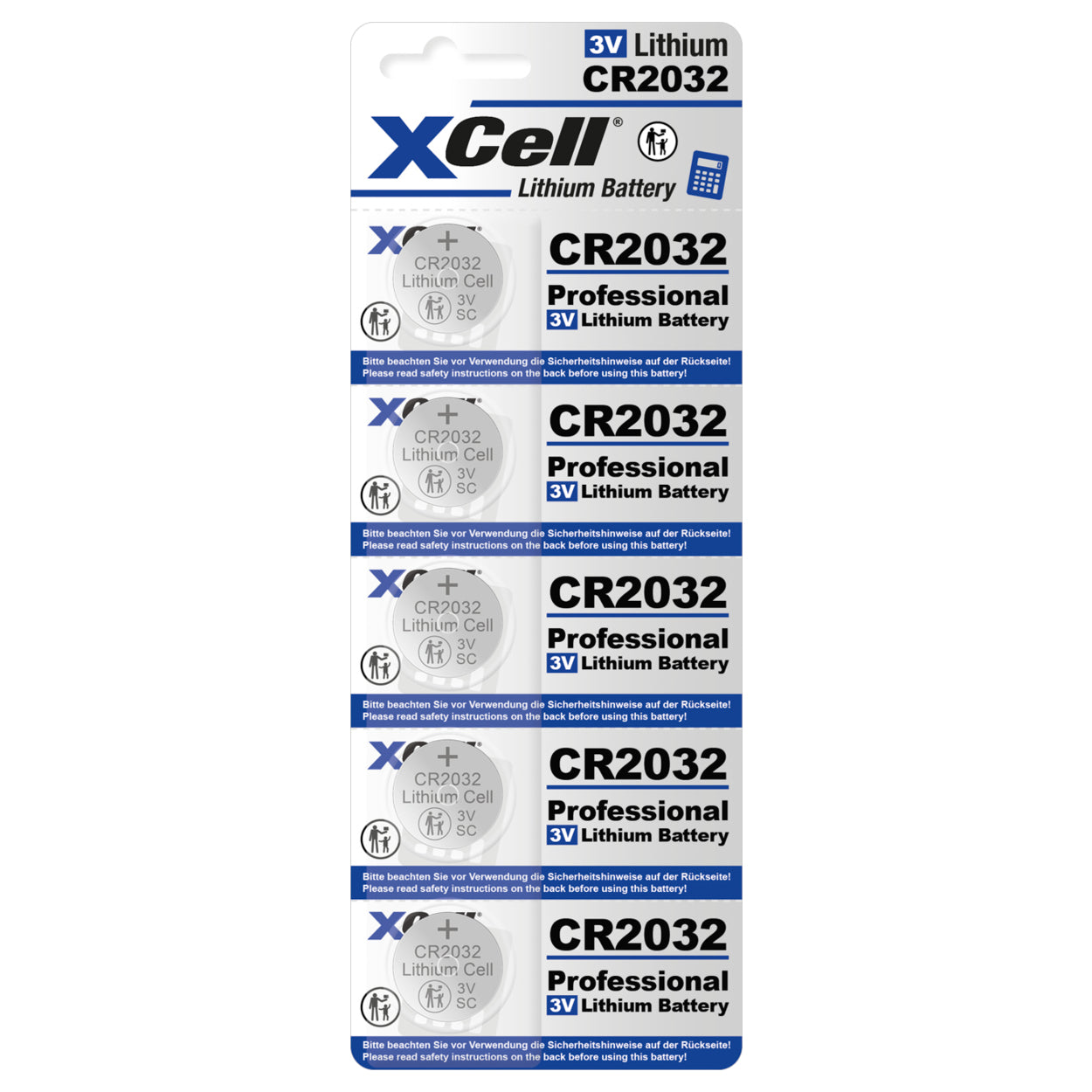 XCell Knopfzellenbatterie 2032 CR2032 3V, 5er Pack